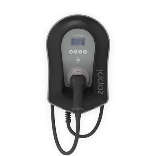 Zappi EV Charging Station 7.2kW - 22kW with 32A Type 2 Tethered Lead Black